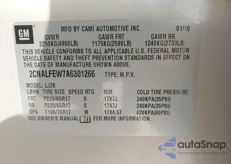 2010 Chevrolet Equinox Ltz from USA, damaged, VIN 2CNALFEW7A6301266